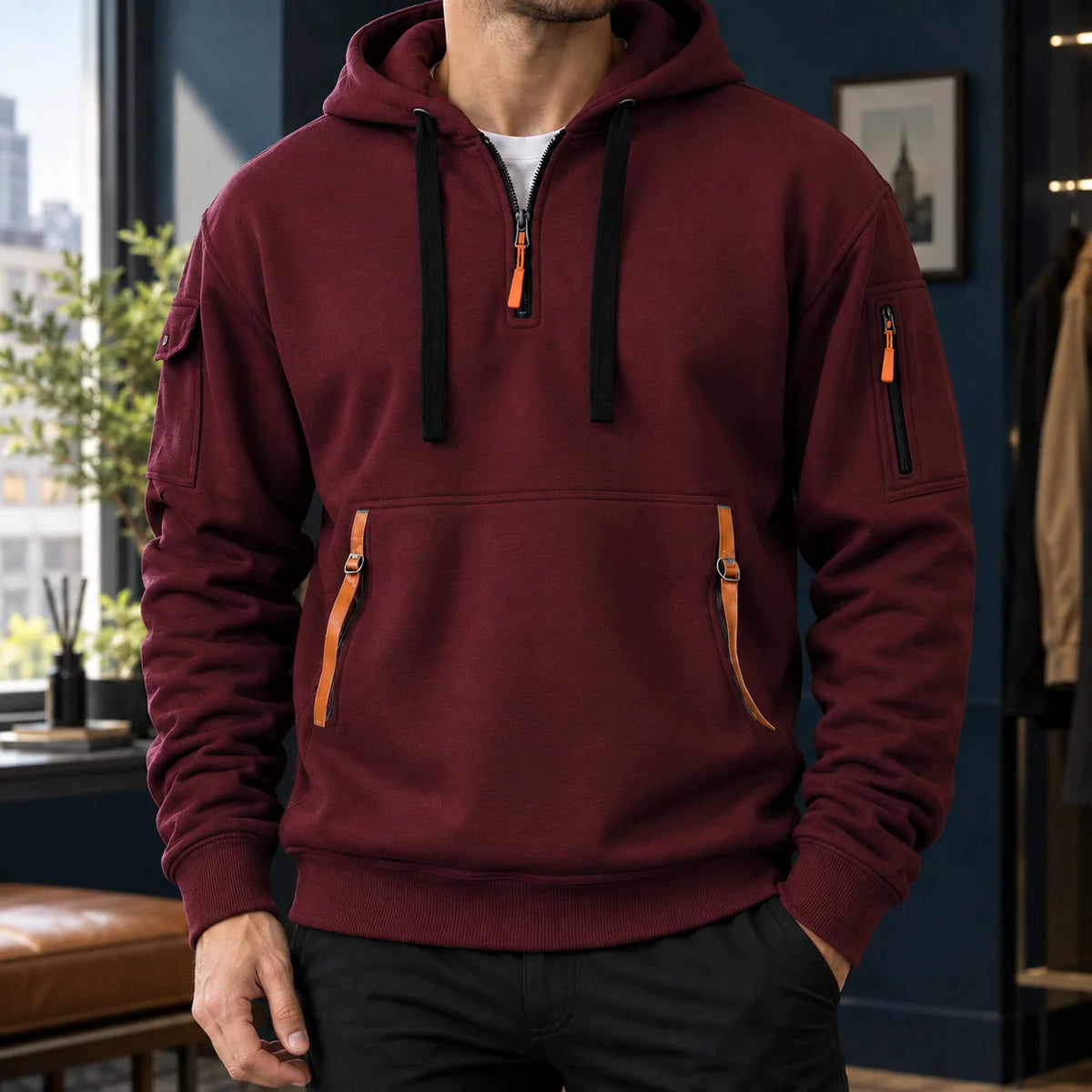 Lucian | Men's Utility Hoodie Cotton Blend with Zipper Pockets 4