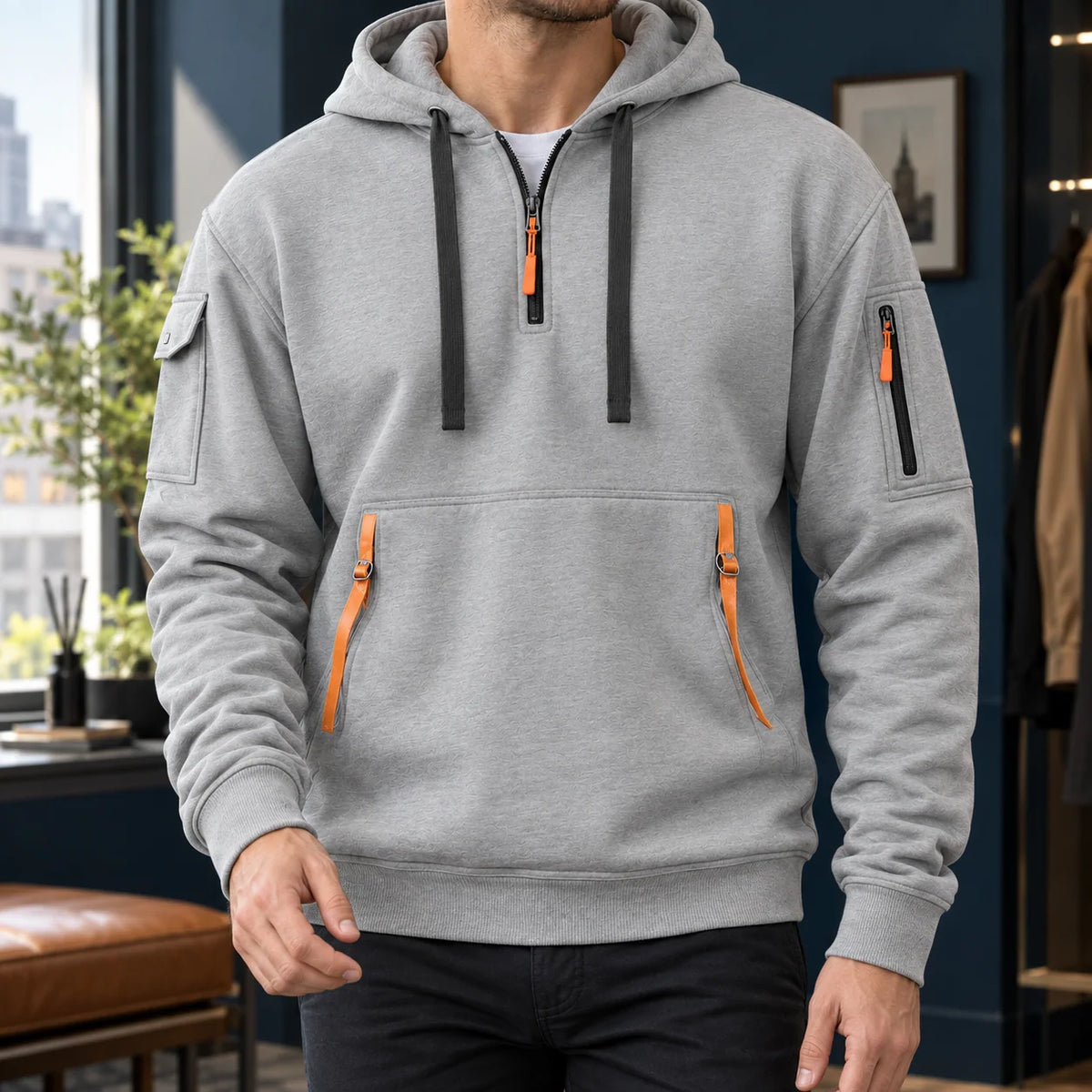 Lucian | Men's Utility Hoodie Cotton Blend with Zipper Pockets 6