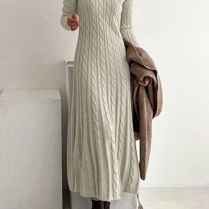 Lucinda | Long Sleeve Maxi Dress for Women in Cable-Knit 0