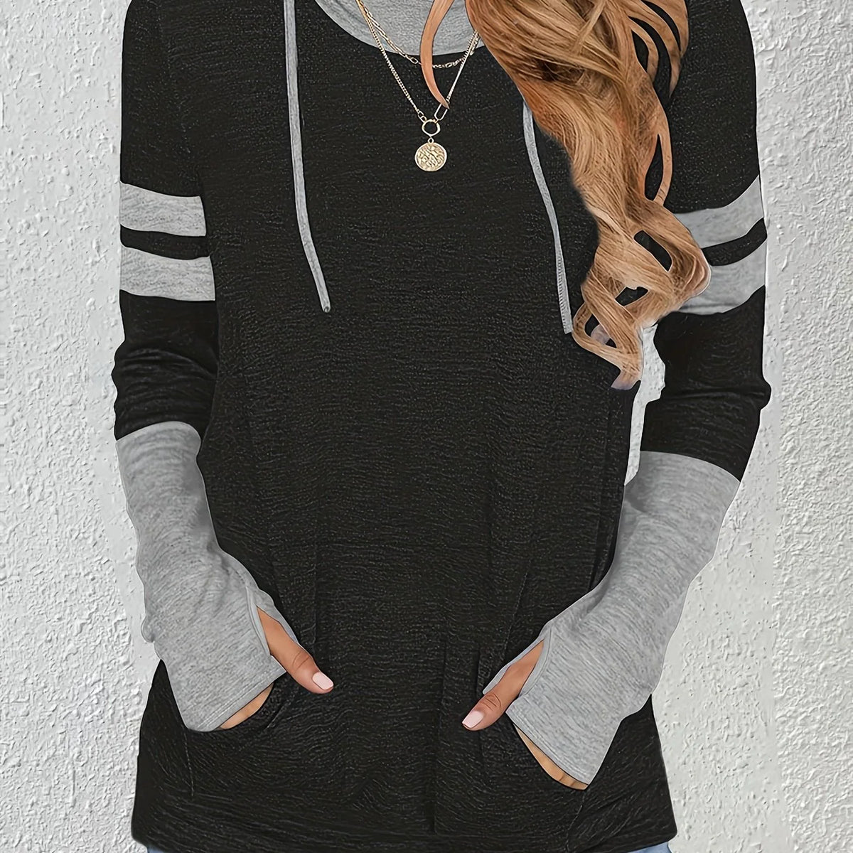 Marlene | Two-Tone Drawstring Hoodie Casual Wear 0