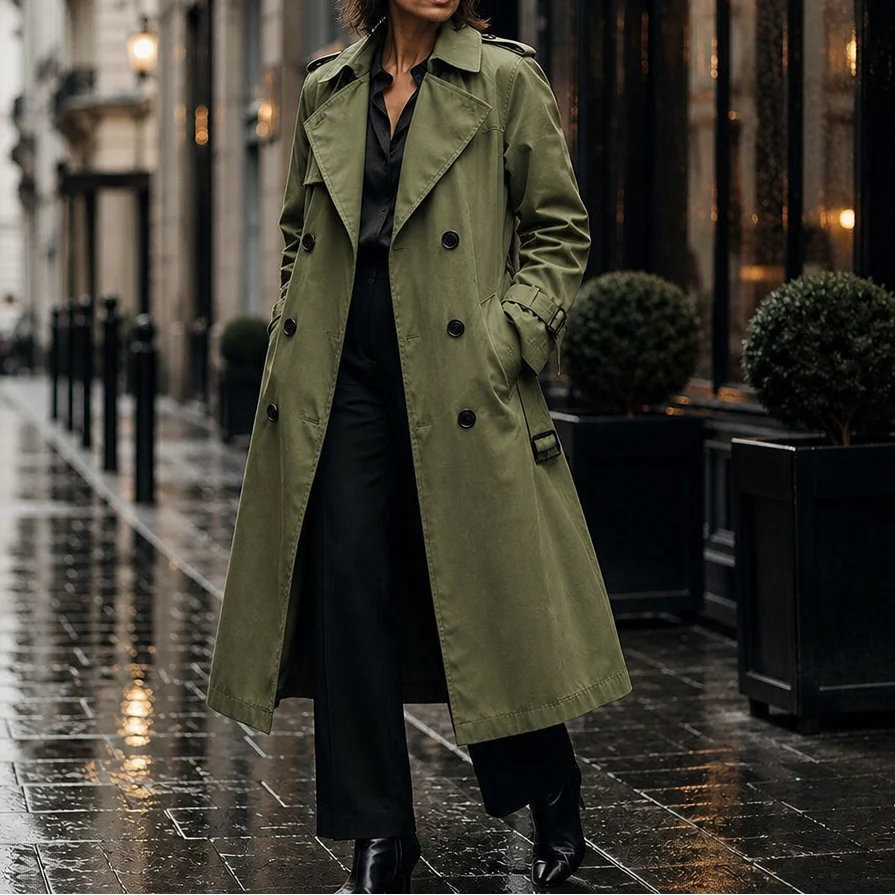 Mayfield | Double-Breasted Belted Long Trench Coat 0