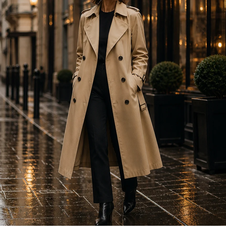 Mayfield | Double-Breasted Belted Long Trench Coat 11