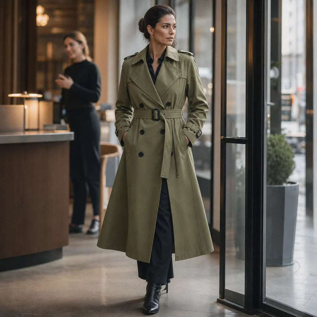 Mayfield | Double-Breasted Belted Long Trench Coat 7