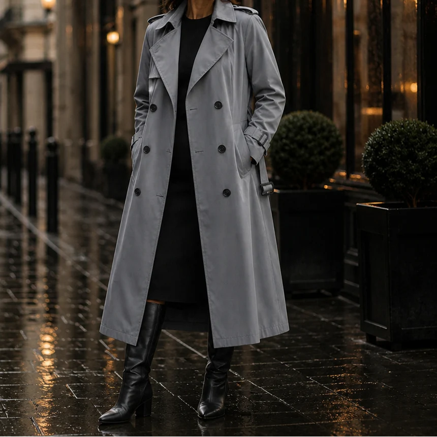 Mayfield | Double-Breasted Belted Long Trench Coat 9