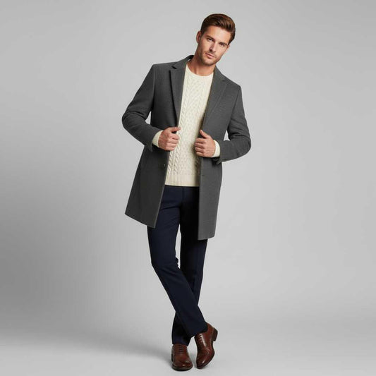 Men's Elegant Notched Lapel Overcoat | Men's Coat