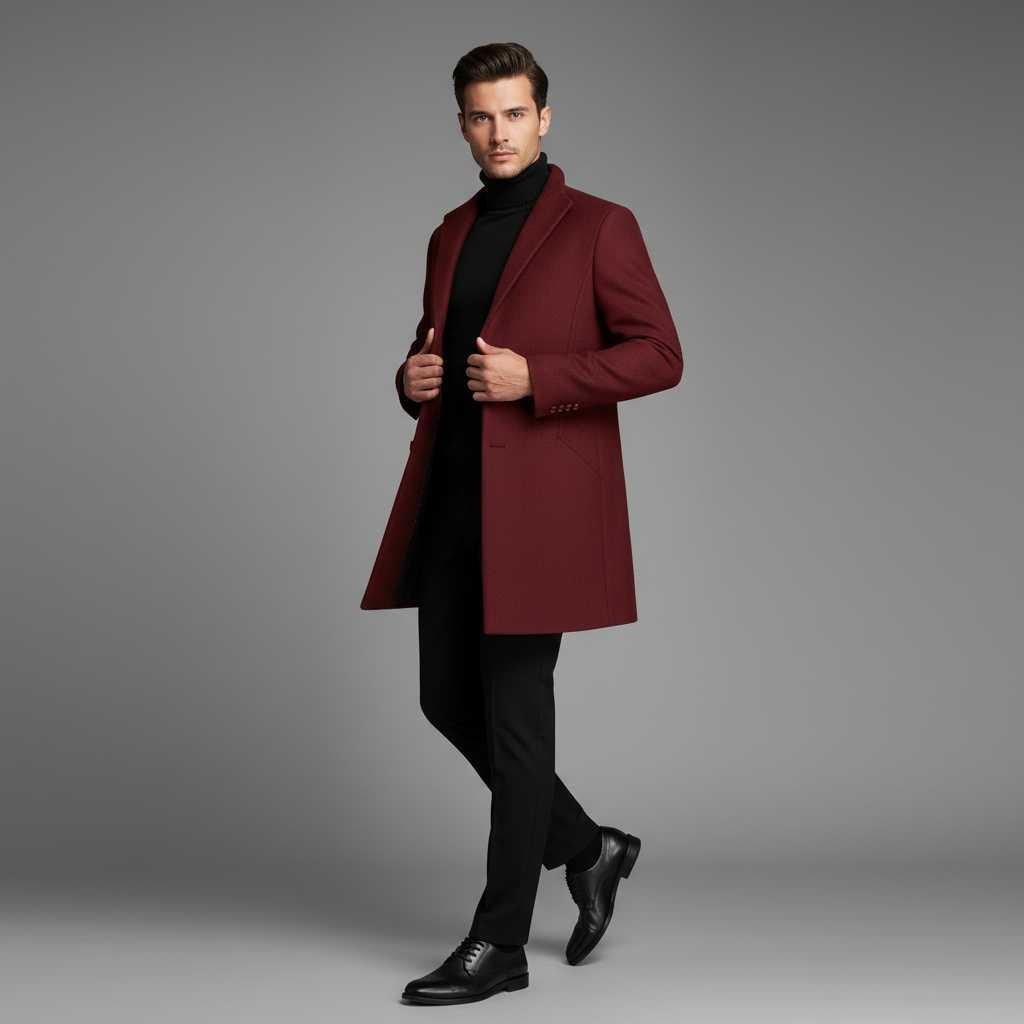 Men's Elegant Notched Lapel Overcoat | Men's Coat