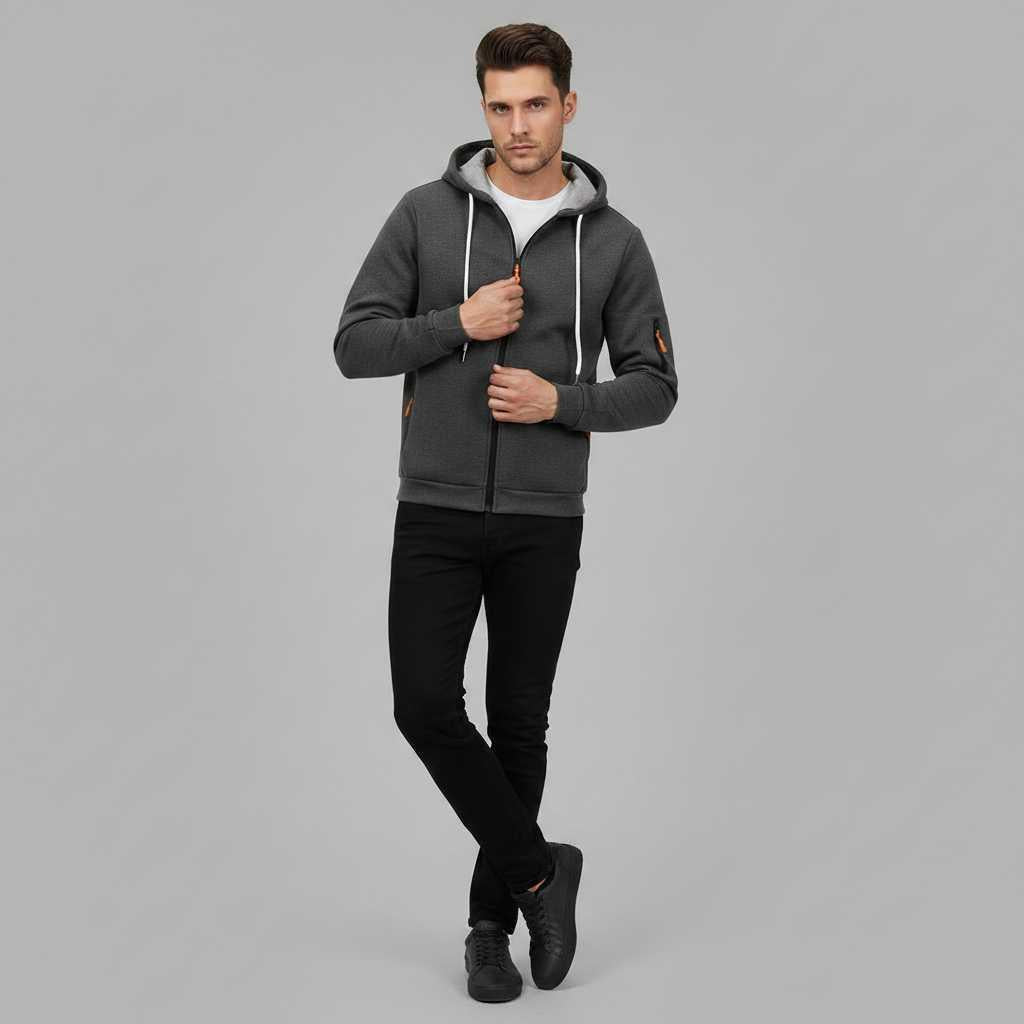Men's Utility Zip-Up Hoodie | Casual Sweatshirt