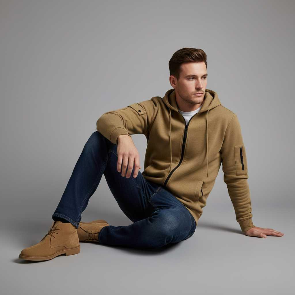 Men's Utility Zip-Up Hoodie | Casual Sweatshirt