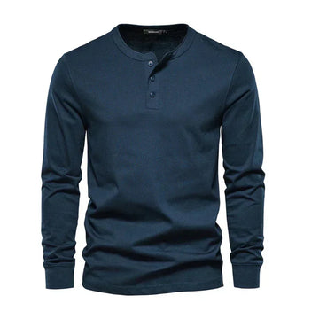 Men's Button Neck Long Sleeve Tee | Casual T Shirts