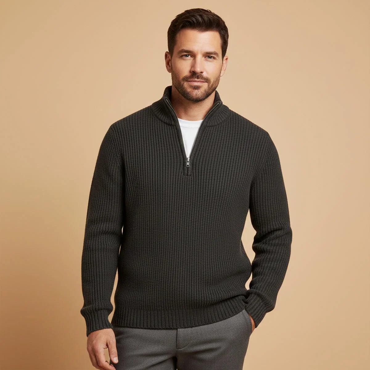 Men's Cashmere Half Zip Sweater | Soft Knit Casual Layering 7