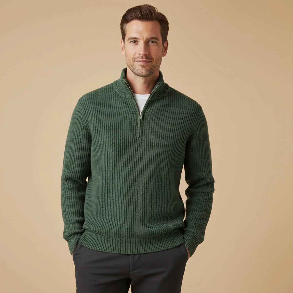 Men's Cashmere Half Zip Sweater | Soft Knit Casual Layering 9