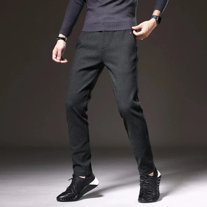Men's Casual Brushed Pants | Straight Leg Zipper Fly 5