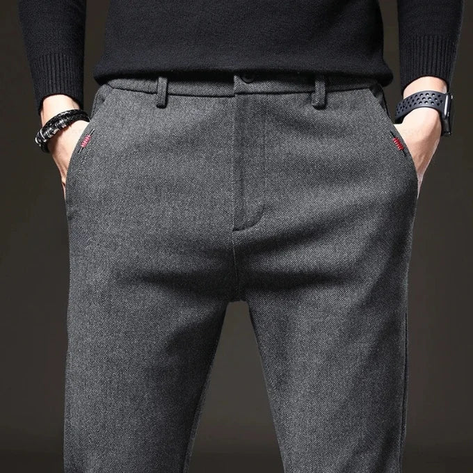 Men's Casual Brushed Pants | Straight Leg Zipper Fly 8