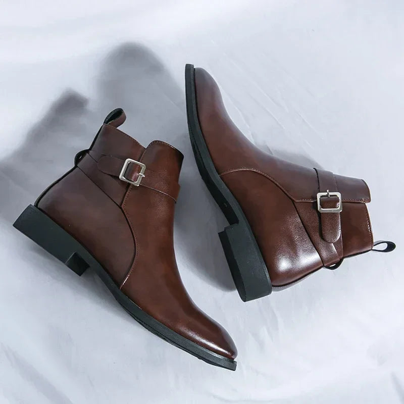 Men's Chelsea Boots Black Leather Side Zipper | Men's Boots 0
