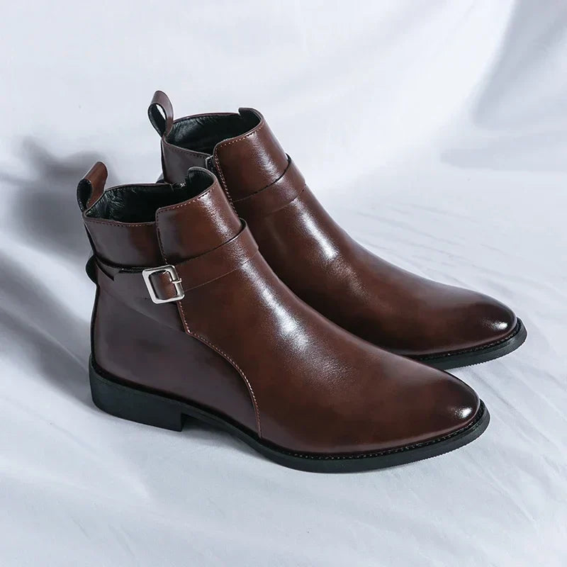 Men's Chelsea Boots Black Leather Side Zipper | Men's Boots 2