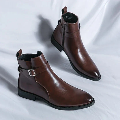 Men's Chelsea Boots Black Leather Side Zipper | Men's Boots 3