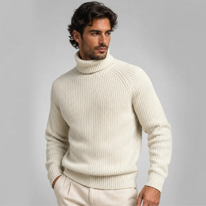 Men's Chunky Wool Turtleneck Sweater Warm Knit 0