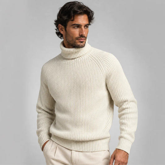 Men's Chunky Wool Turtleneck Sweater Warm Knit 0