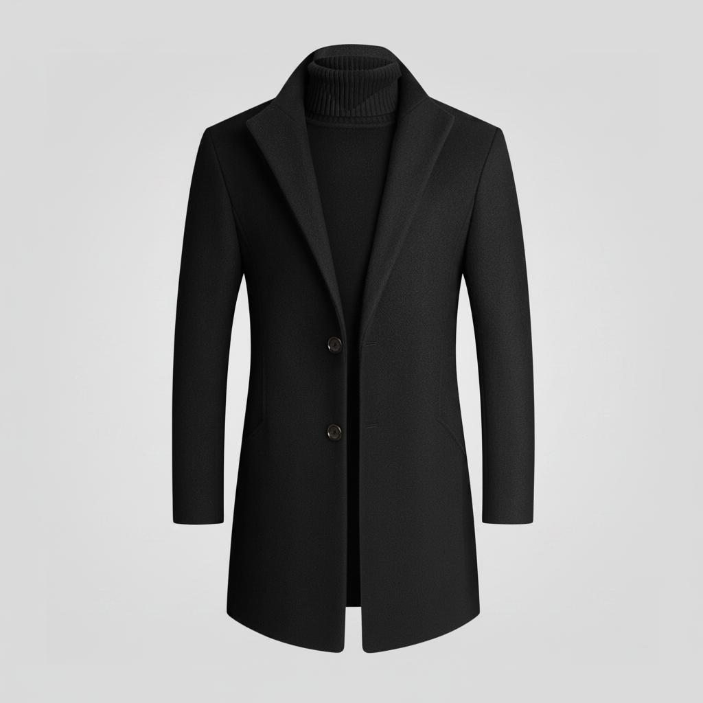 Men's Elegant Notched Lapel Overcoat | Men's Coat 0