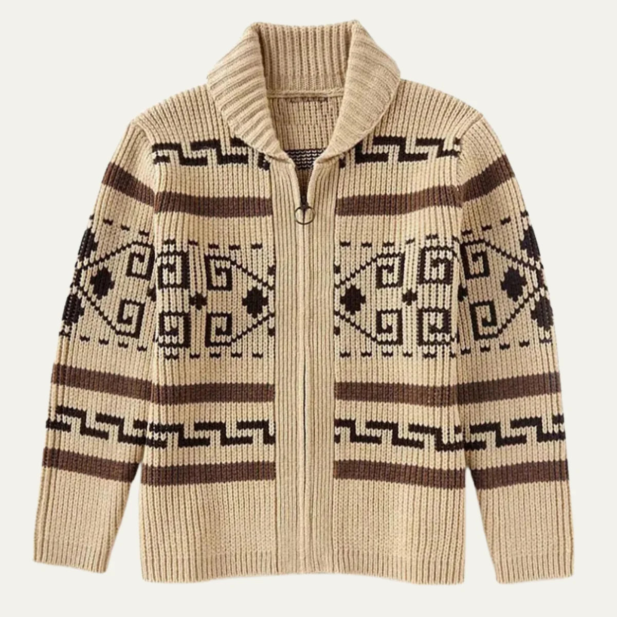 Men's Jacquard Knit Shawl Collar Cardigan 1