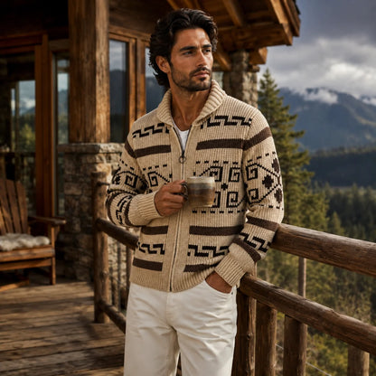 Men's Jacquard Knit Shawl Collar Cardigan 7