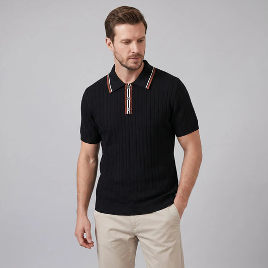 Men's Knit Polo Shirt | Contrast Collar Regular Fit 0
