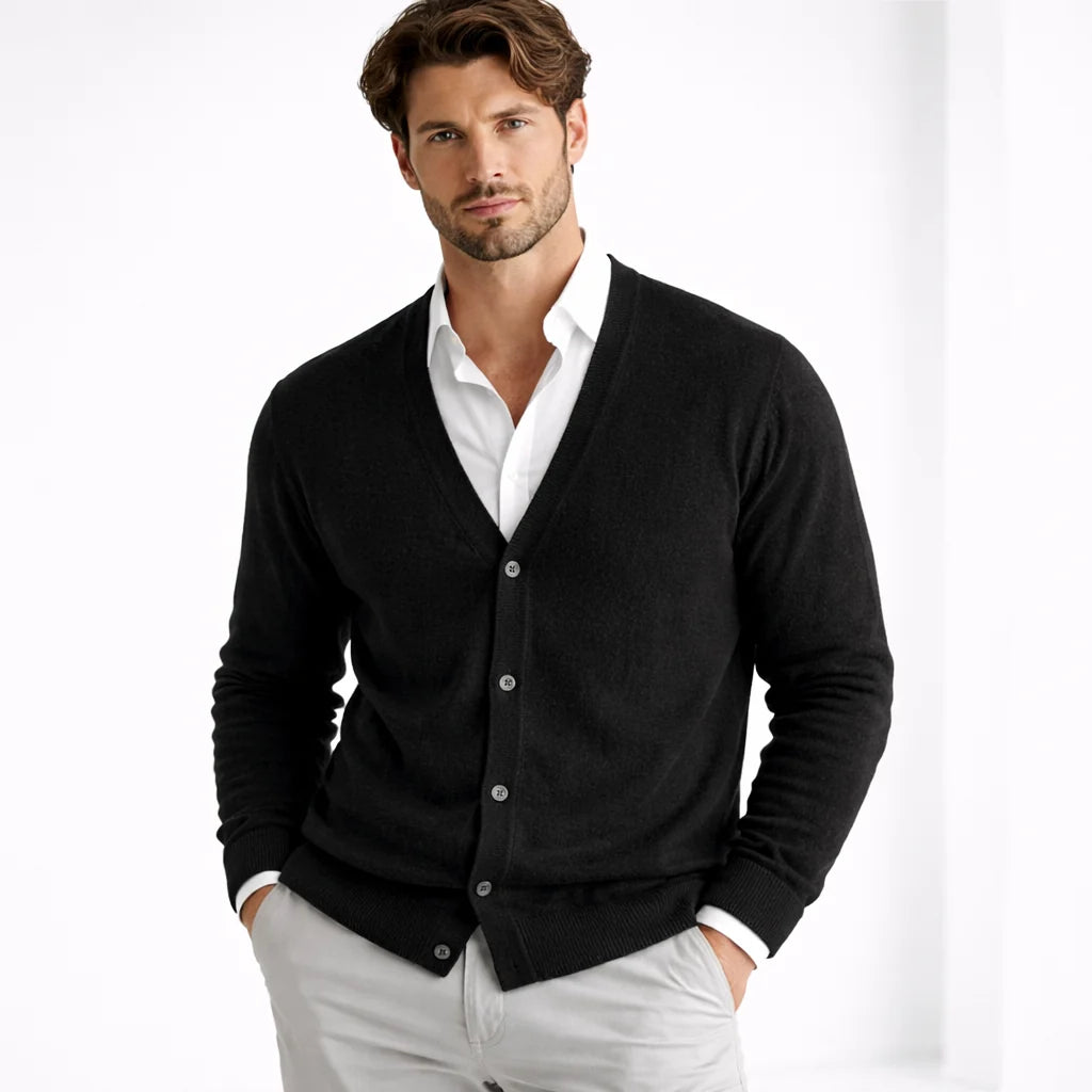 Men's Knit V-Neck Cardigan Regular Fit 1