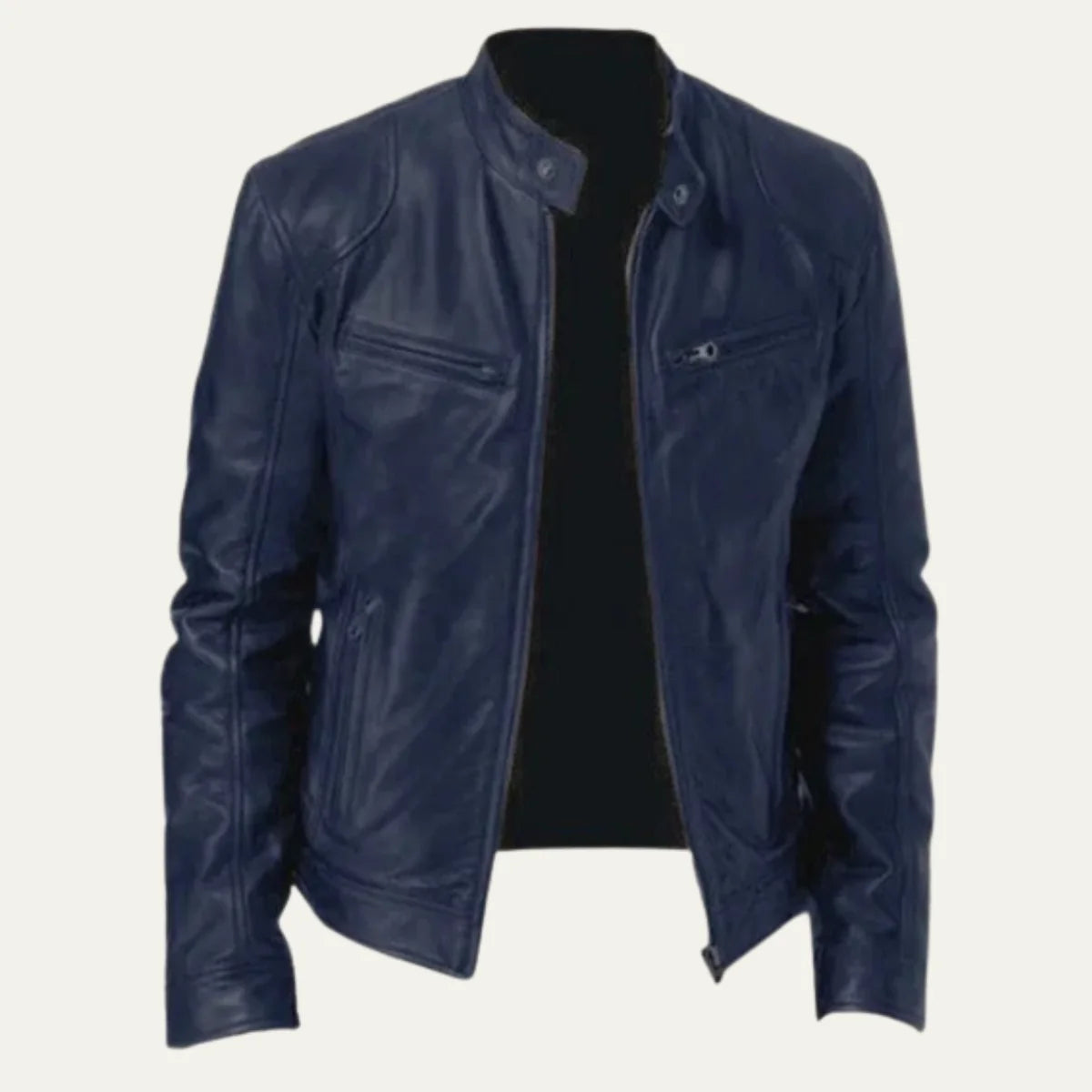 Men's Leather Jacket Burgundy | Tailored Fit Zip Up 1