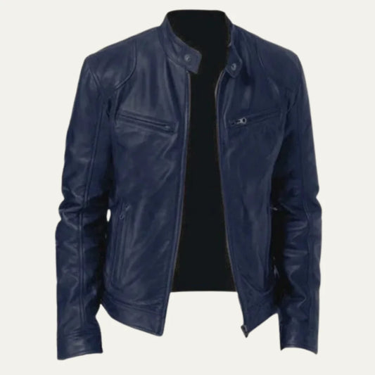Men's Leather Jacket Burgundy | Tailored Fit Zip Up 1