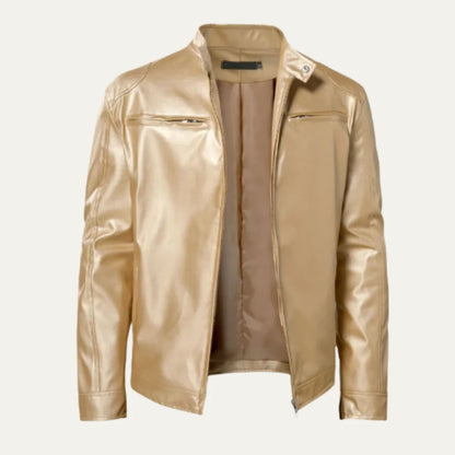 Men's Leather Jacket Burgundy | Tailored Fit Zip Up 3