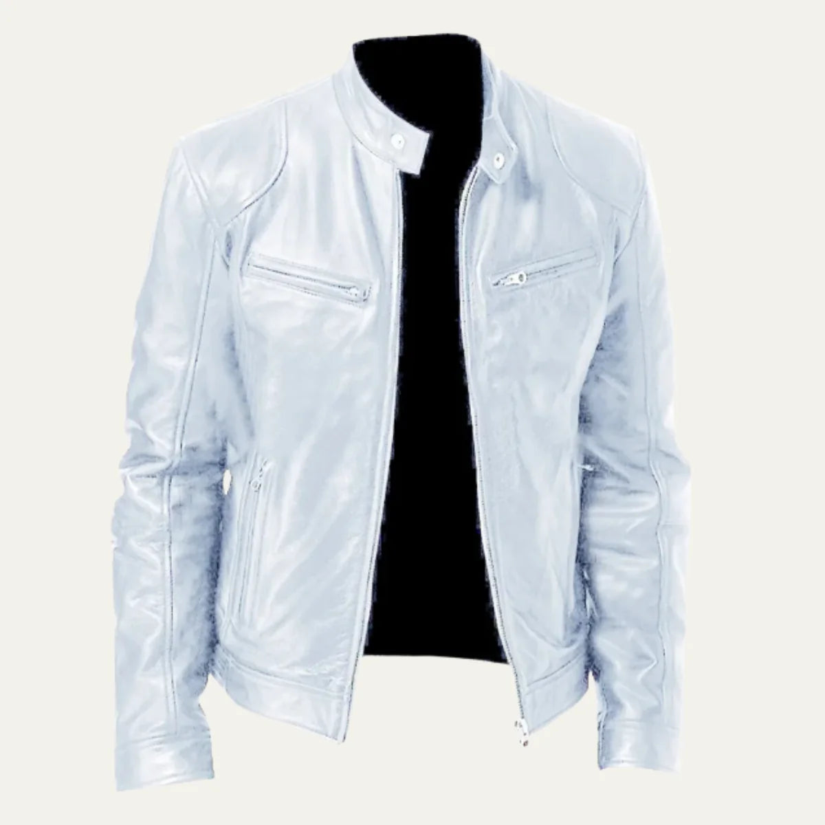 Men's Leather Jacket Burgundy | Tailored Fit Zip Up 5