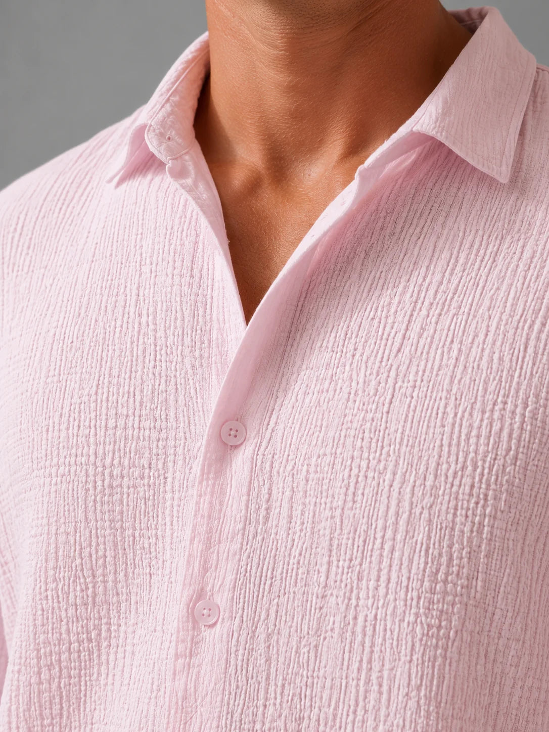Men's Linen Blend Shirt White Classic Button Front 2