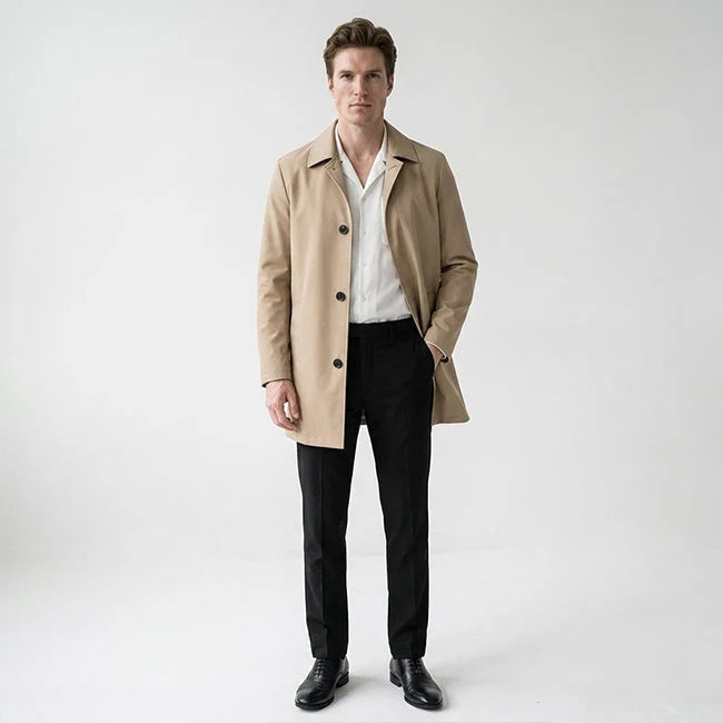 Men's Mid-Length Trench Coat Lightweight Cotton Blend 2