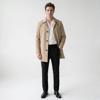 Men's Mid-Length Trench Coat Lightweight Cotton Blend 2