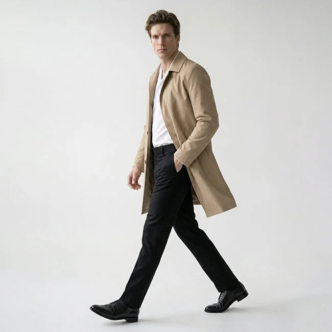 Men's Mid-Length Trench Coat Lightweight Cotton Blend 3