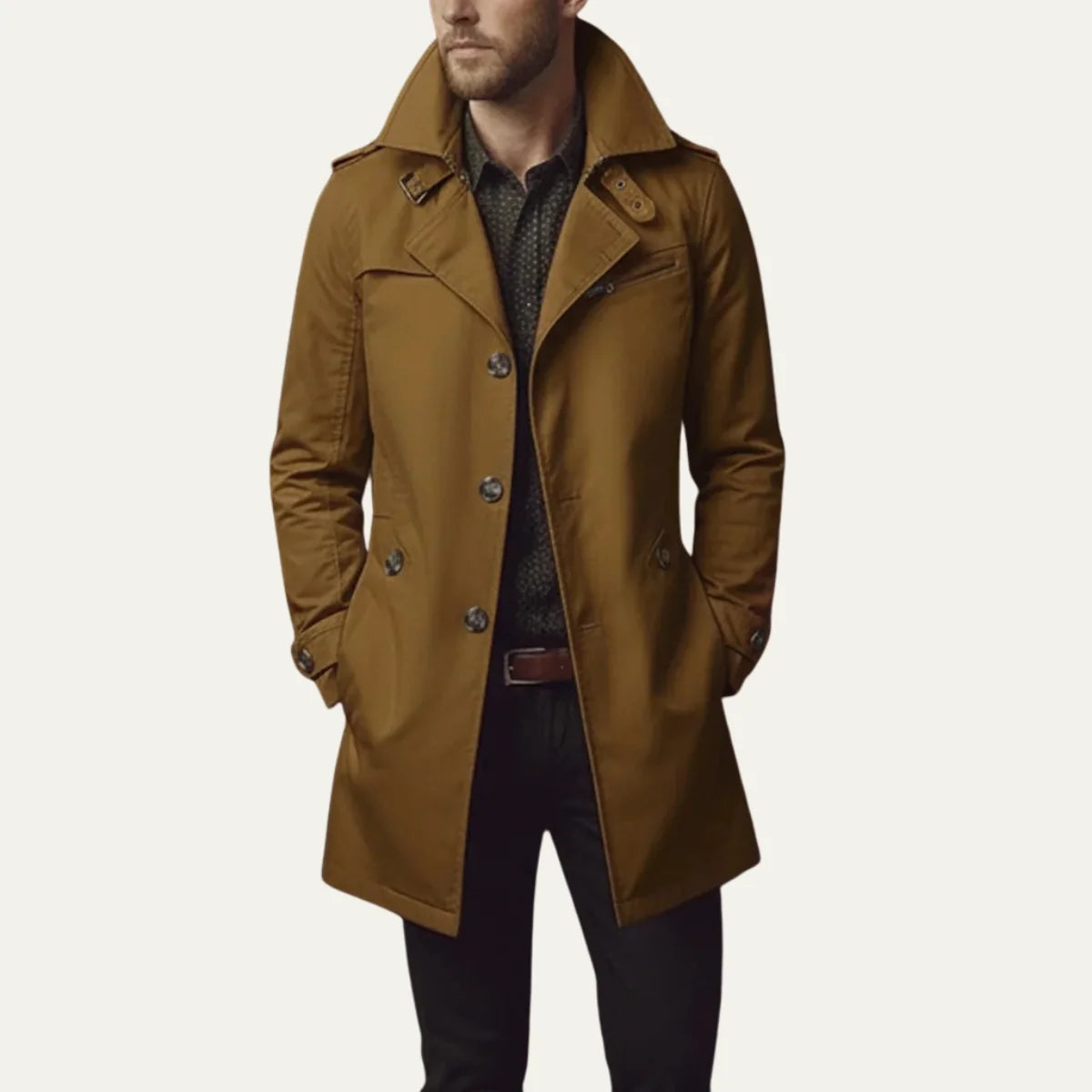 Men's Slim Fit Overcoat | Smart Mid-Length Winter Coat 2