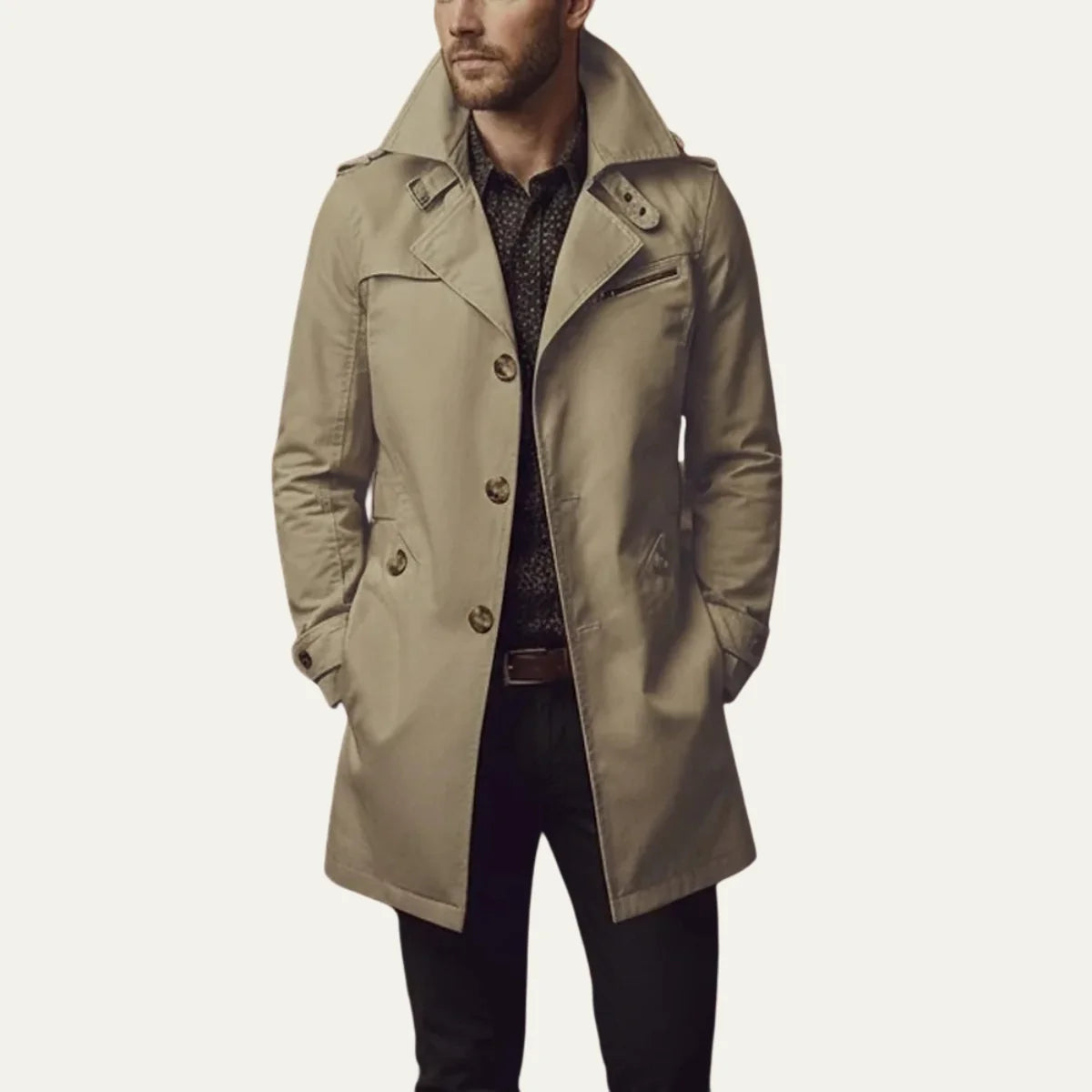 Men's Slim Fit Overcoat | Smart Mid-Length Winter Coat 4