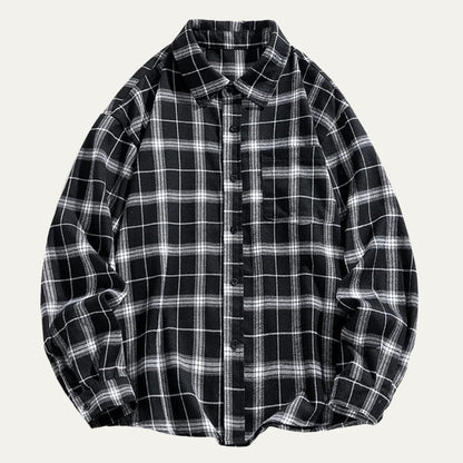 Men's Retro Plaid Flannel Shirt | Loose Fit Casual Top 0