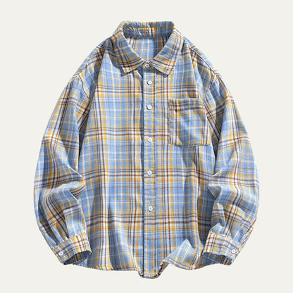 Men's Retro Plaid Flannel Shirt | Loose Fit Casual Top 4