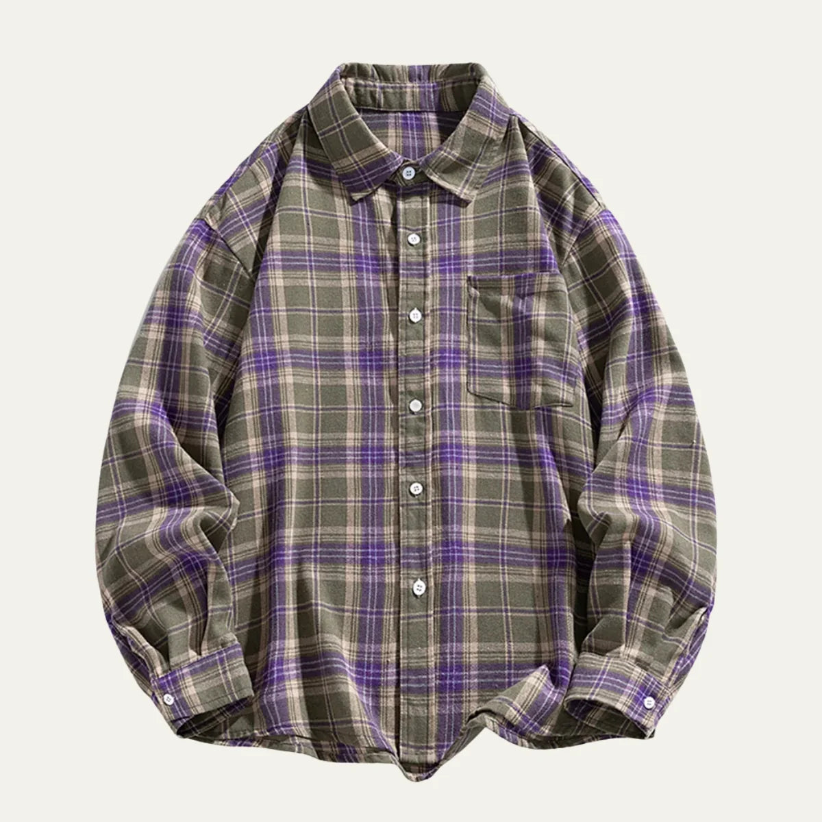 Men's Retro Plaid Flannel Shirt | Loose Fit Casual Top 6