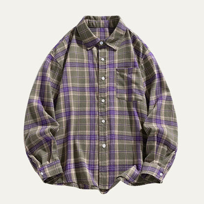 Men's Retro Plaid Flannel Shirt | Loose Fit Casual Top 6