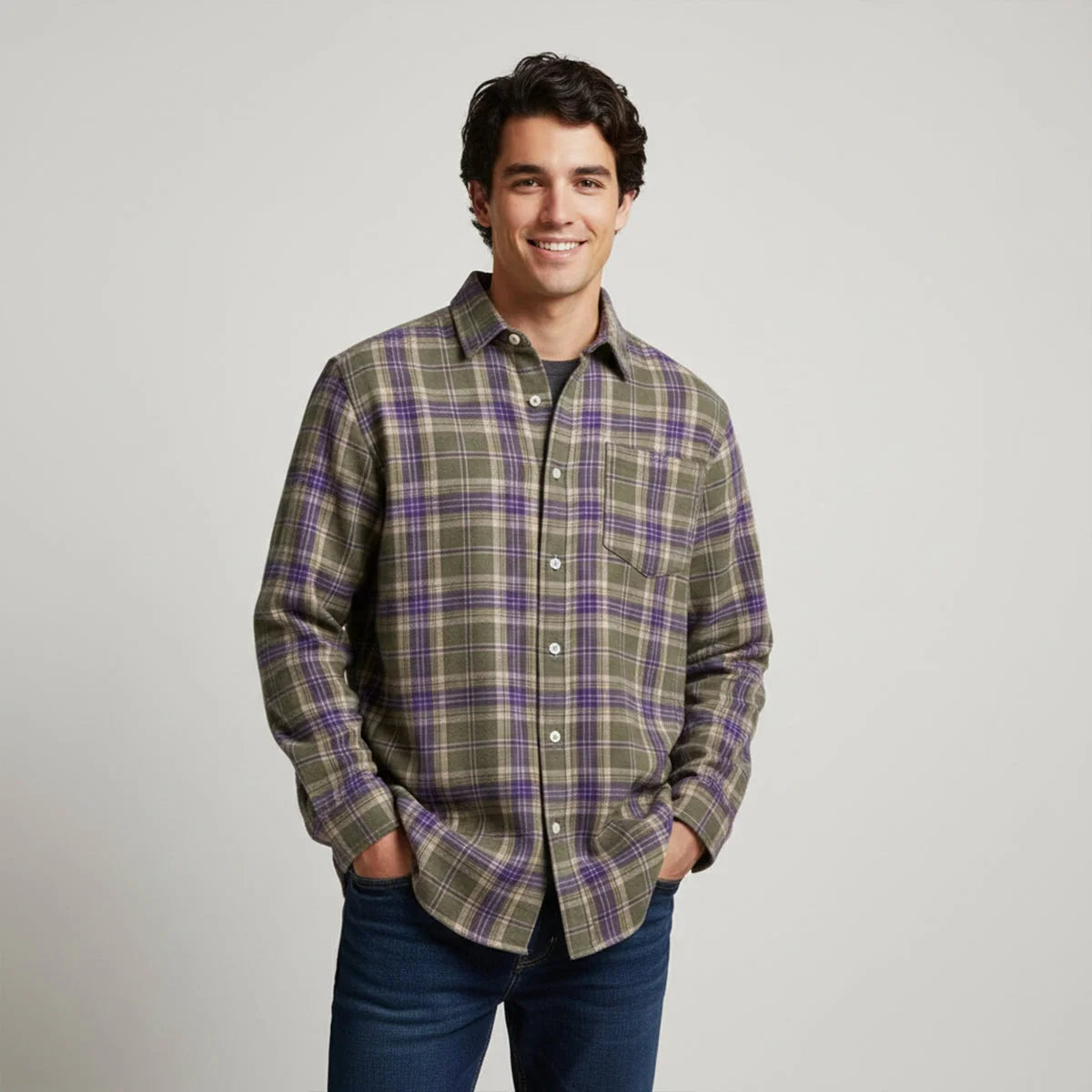 Men's Retro Plaid Flannel Shirt | Loose Fit Casual Top 7