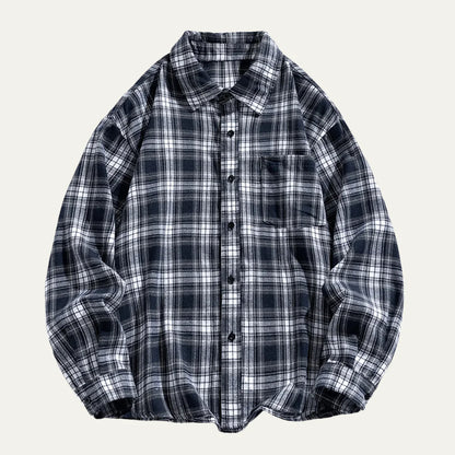 Men's Retro Plaid Flannel Shirt | Loose Fit Casual Top 9