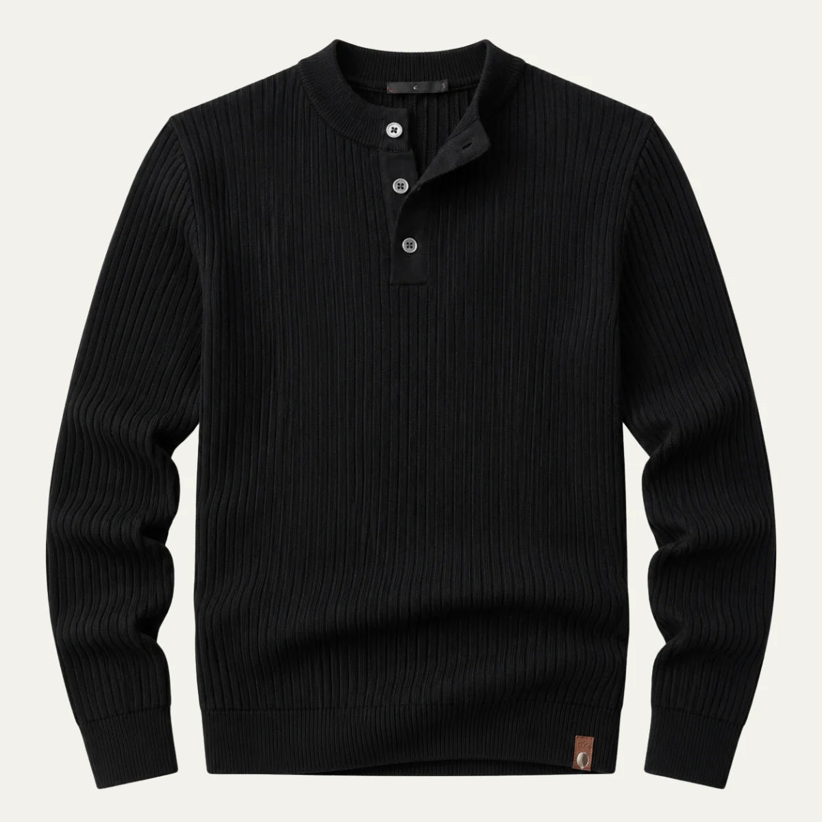 Men's Ribbed Henley Knit Sweater | Regular Fit Casual Wear 1