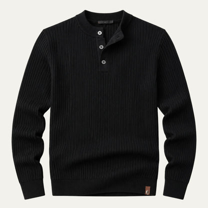 Men's Ribbed Henley Knit Sweater | Regular Fit Casual Wear 1