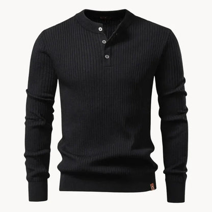Men's Ribbed Henley Knit Sweater | Regular Fit Casual Wear 2