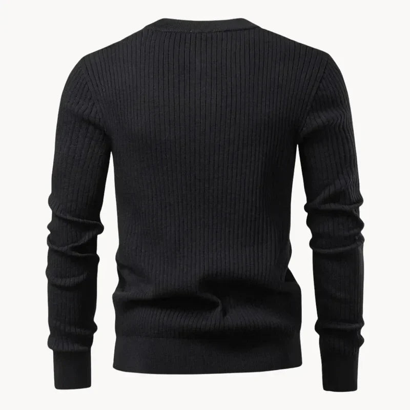 Men's Ribbed Henley Knit Sweater | Regular Fit Casual Wear 3