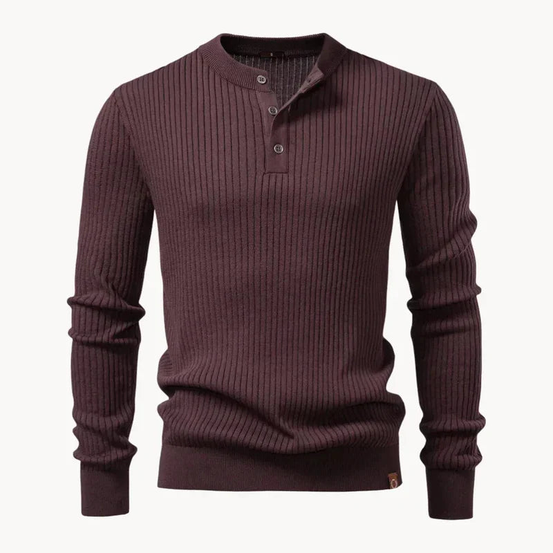 Men's Ribbed Henley Knit Sweater | Regular Fit Casual Wear 7