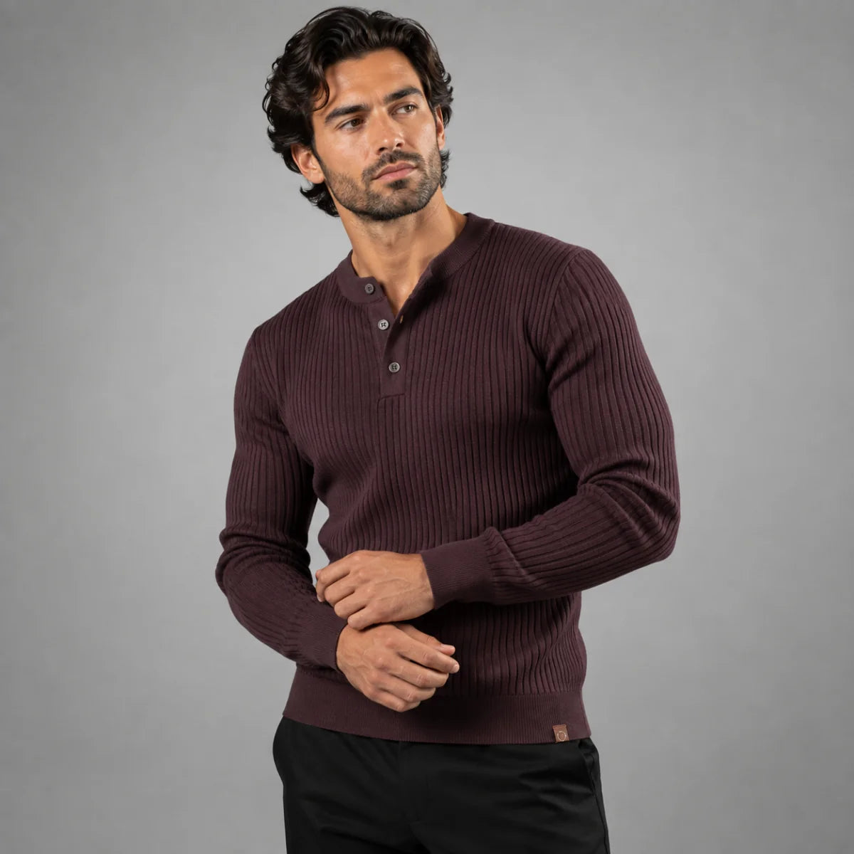 Men's Ribbed Henley Knit Sweater | Regular Fit Casual Wear 8