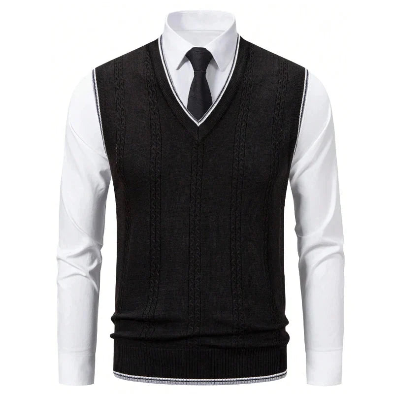 Men's Sleeveless Cable Knit Sweater Vest Classic Fit 2